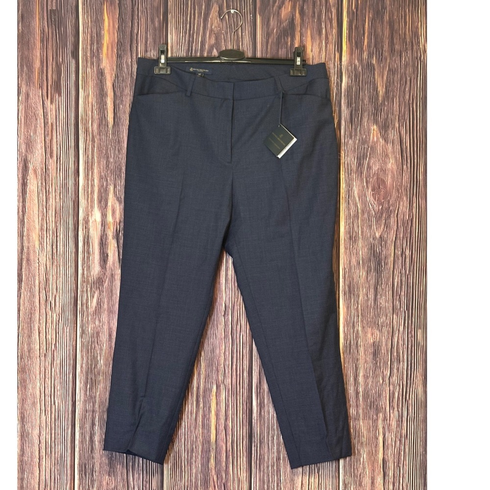Brooks Brothers Dress Pants Womens 14P Navy Blue Micro Check Explorer Collection